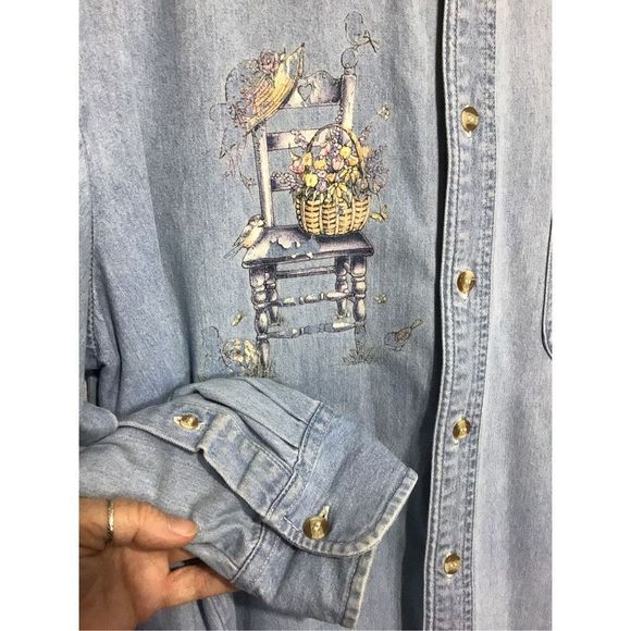 Vintage Denim Shirt Men’s Unisex Blue Size Large - Picture 7 of 16